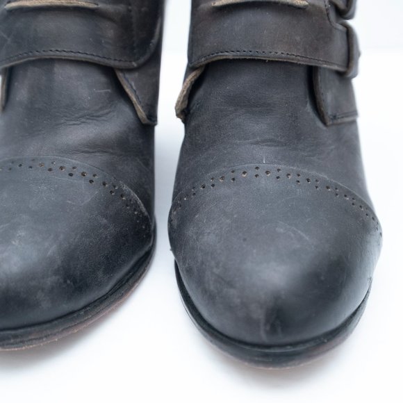 Freebird Charcoal Colored Heeled "Malbec" Leather Booties - Picture 5 of 10